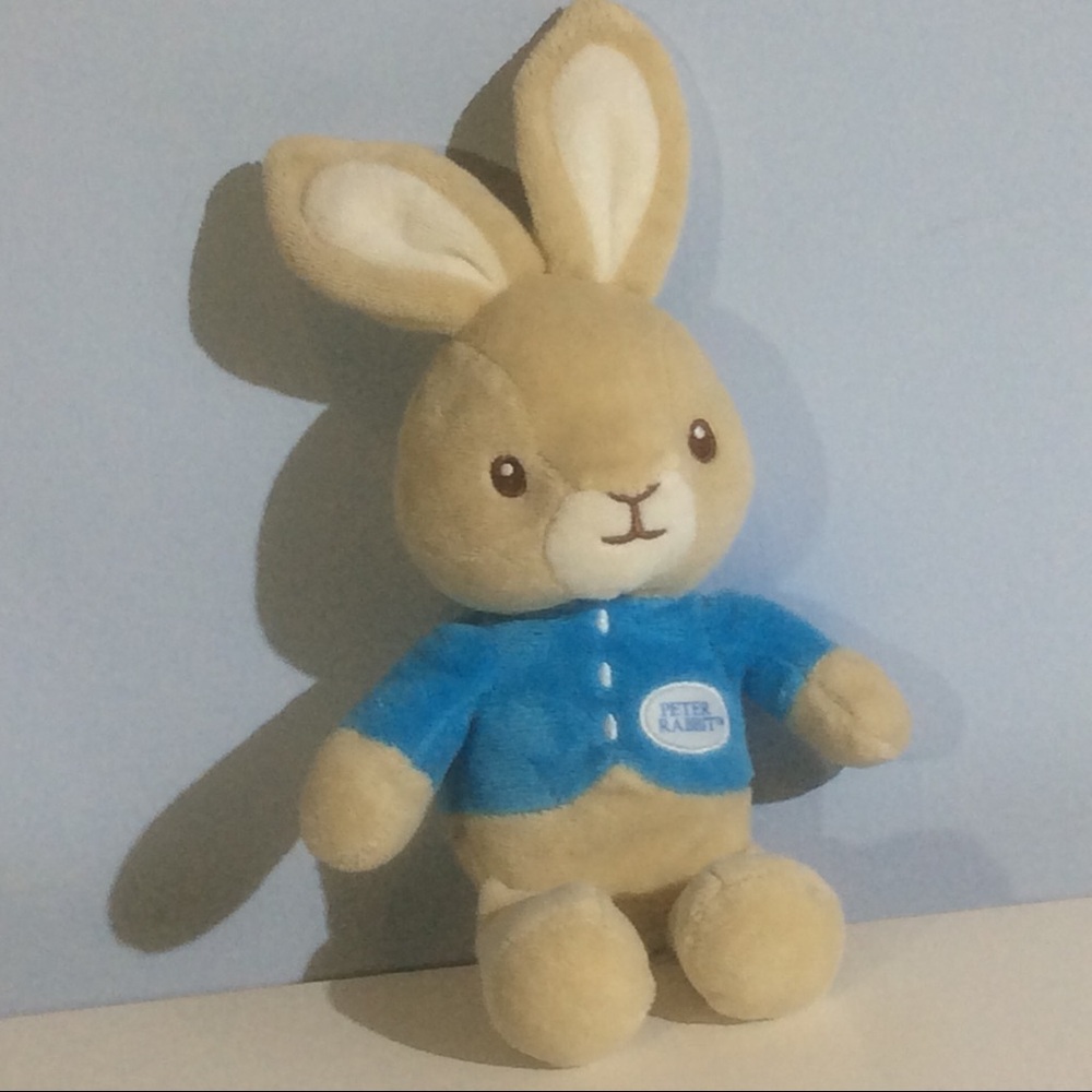 Peter Rabbit Plush Small Tan Bunny Blue Cardigan